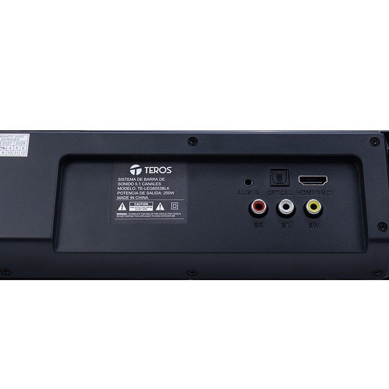 Barra de Sonido 5.1 Teros 200W RMS con Subwoofer y Bluetooth - TE-LEG6053BLK - Imagen 6