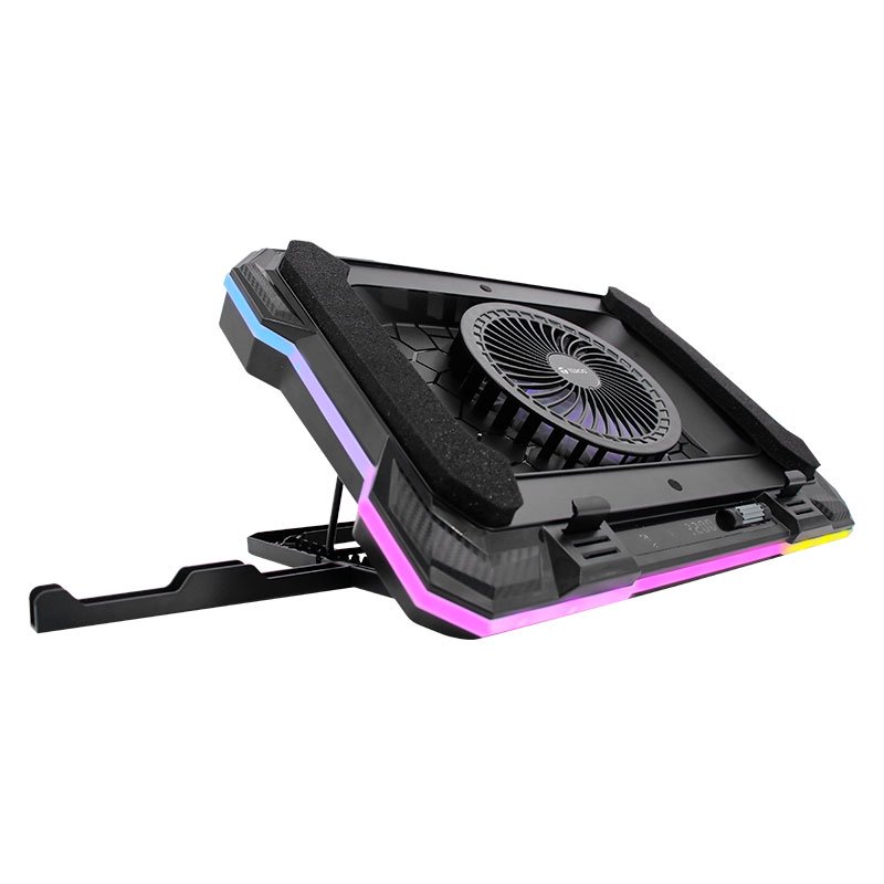Cooler Base Refrigerante para Notebook TEROS TE-7133N de 14" a 19" con RGB y Pantalla Táctil - Negro - Imagen 3