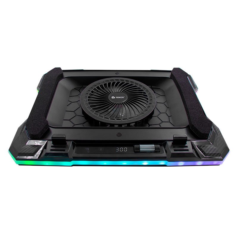 Cooler Base Refrigerante para Notebook TEROS TE-7133N de 14" a 19" con RGB y Pantalla Táctil - Negro